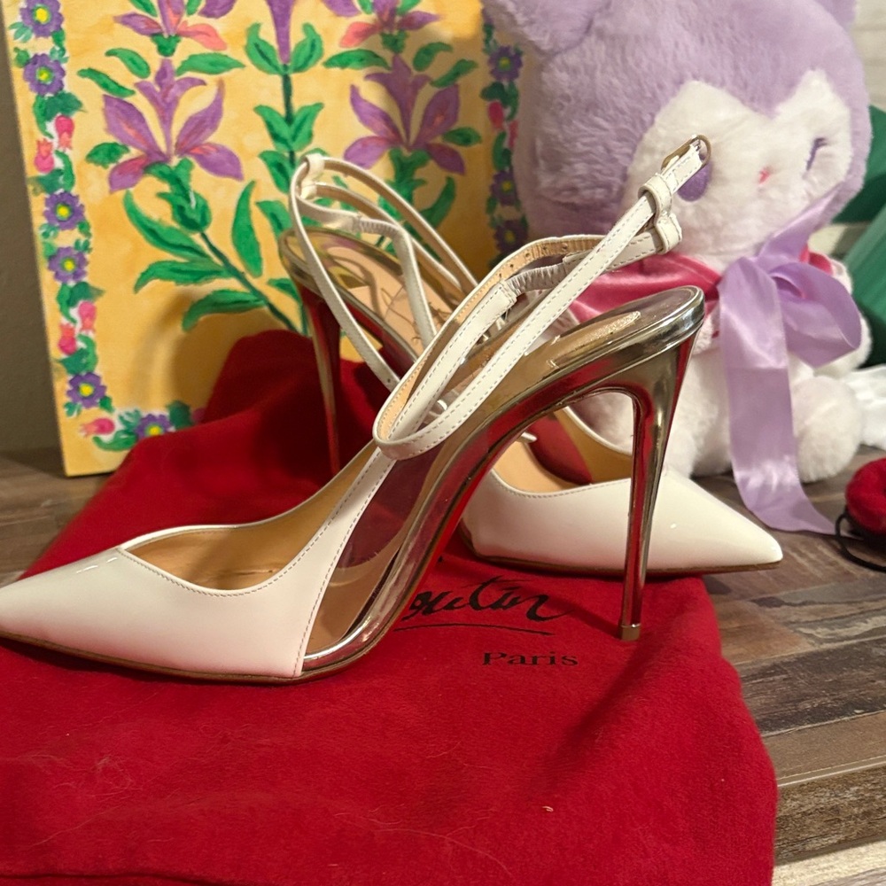 Christian Louboutin Nosy 100 pumps White Strappy Heels - Picture 3 of 6